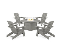 Thumbnail for Trex Eastport Modern Adirondack 5-Piece Set with Round Fire Pit Table