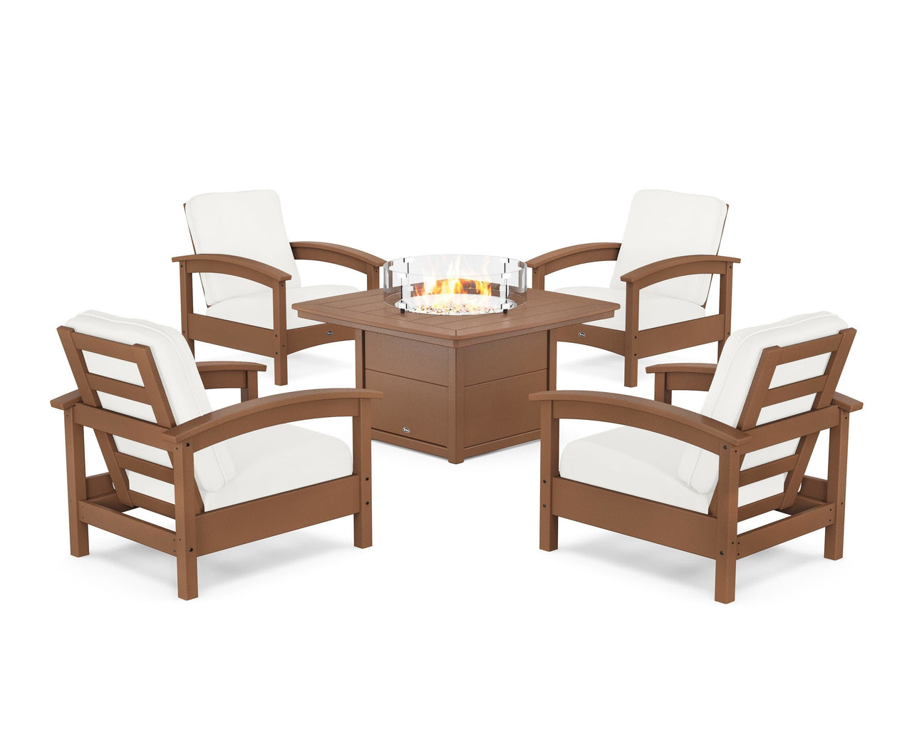 Trex Rockport 5-Piece Deep Seating Set with Yacht Club Fire Pit Table