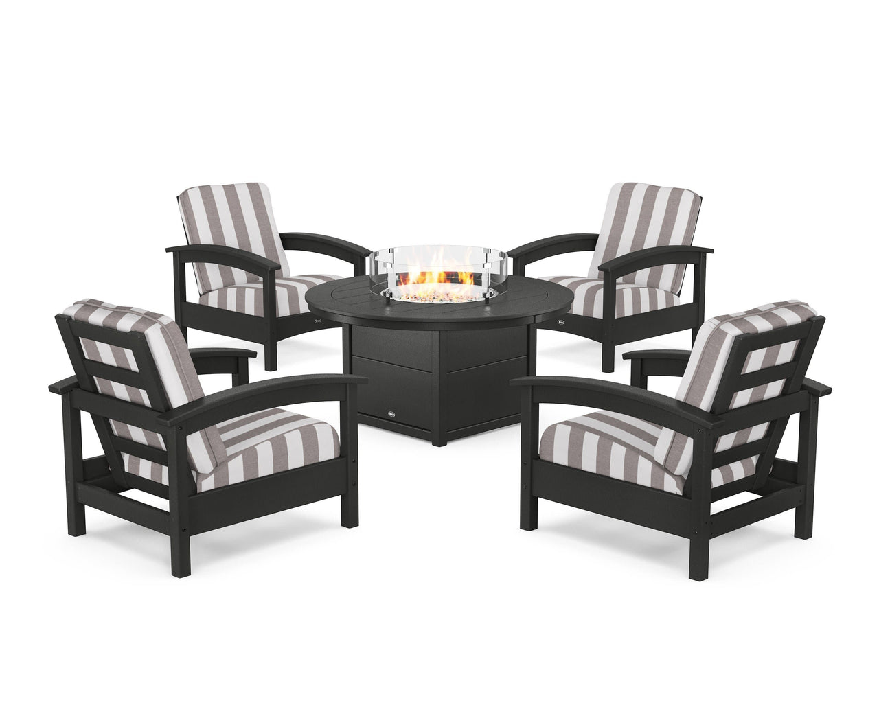 Trex Rockport 5-Piece Deep Seating Set with Round Fire Pit Table