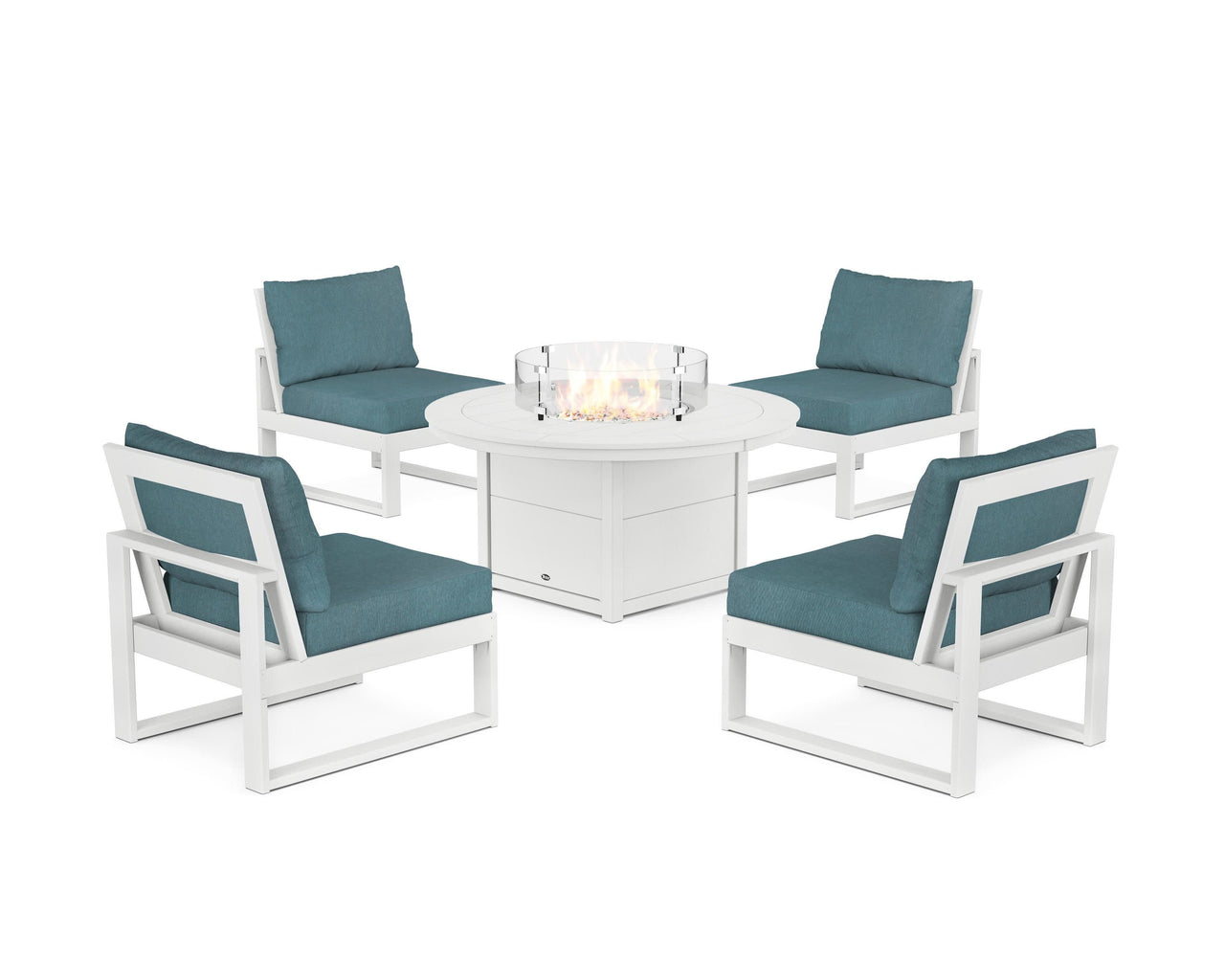 Trex Eastport Modular 5-Piece Deep Seating Set with Round Fire Pit Table