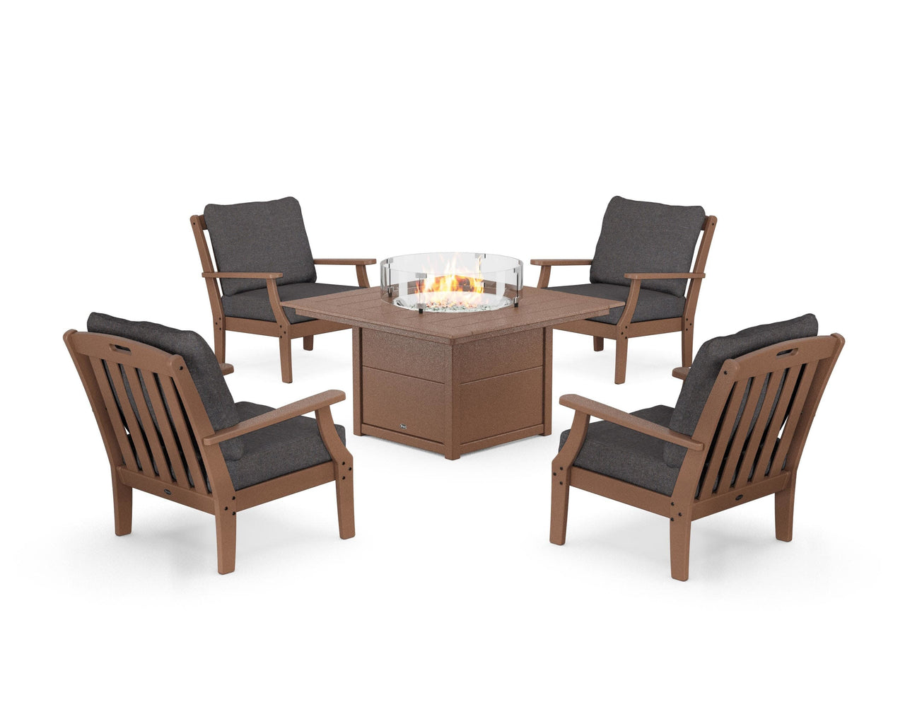 Trex Yacht Club 5-Piece Deep Seating Set with Square Fire Pit Table