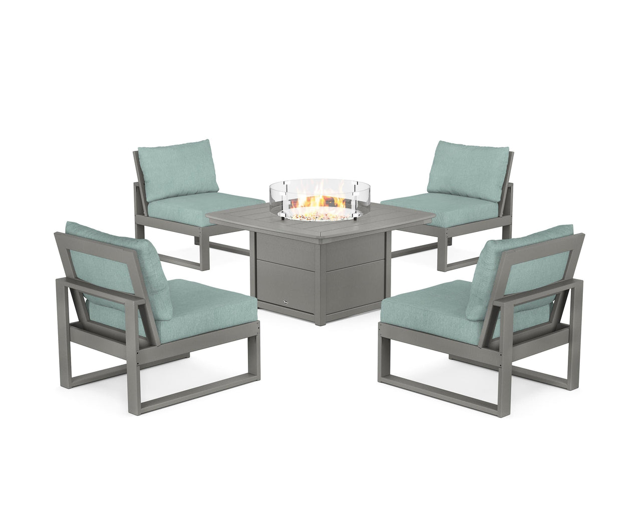 Trex Eastport Modular 5-Piece Deep Seating Set with Yacht Club Fire Pit Table