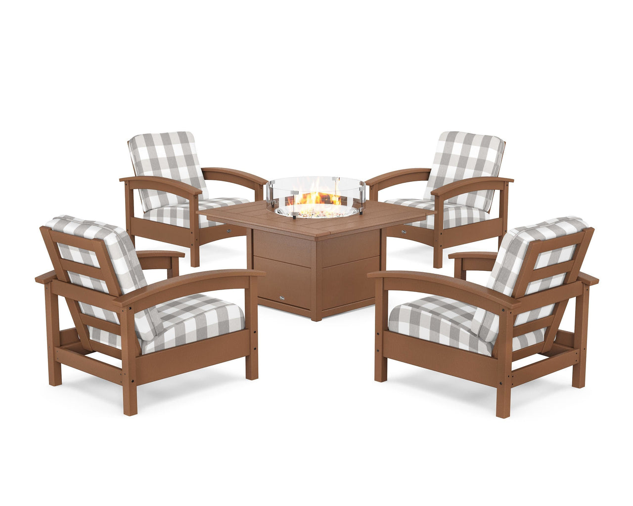 Trex Rockport 5-Piece Deep Seating Set with Square Fire Pit Table