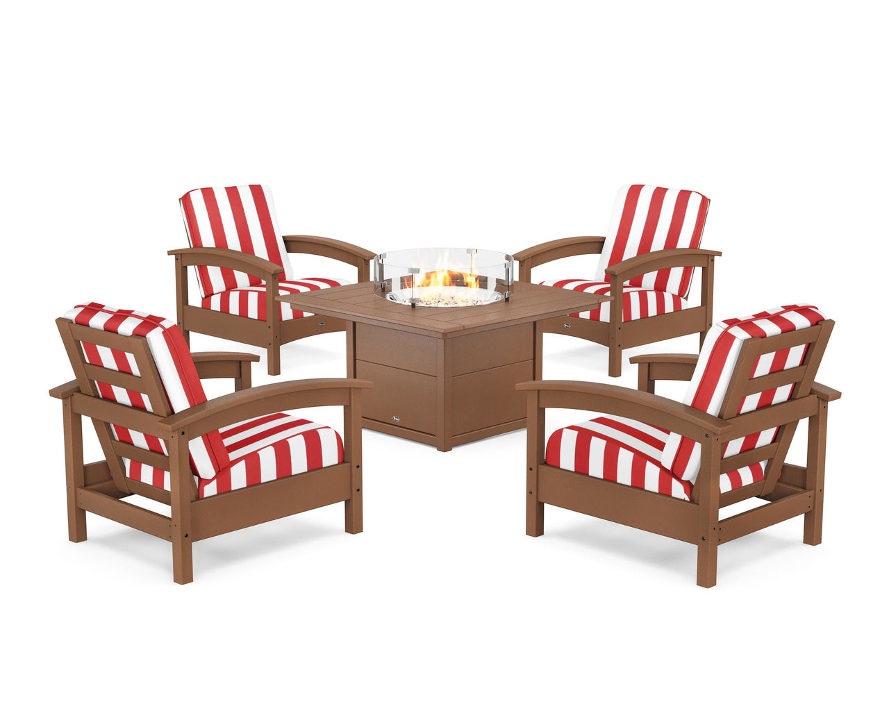 Trex Rockport 5-Piece Deep Seating Set with Square Fire Pit Table