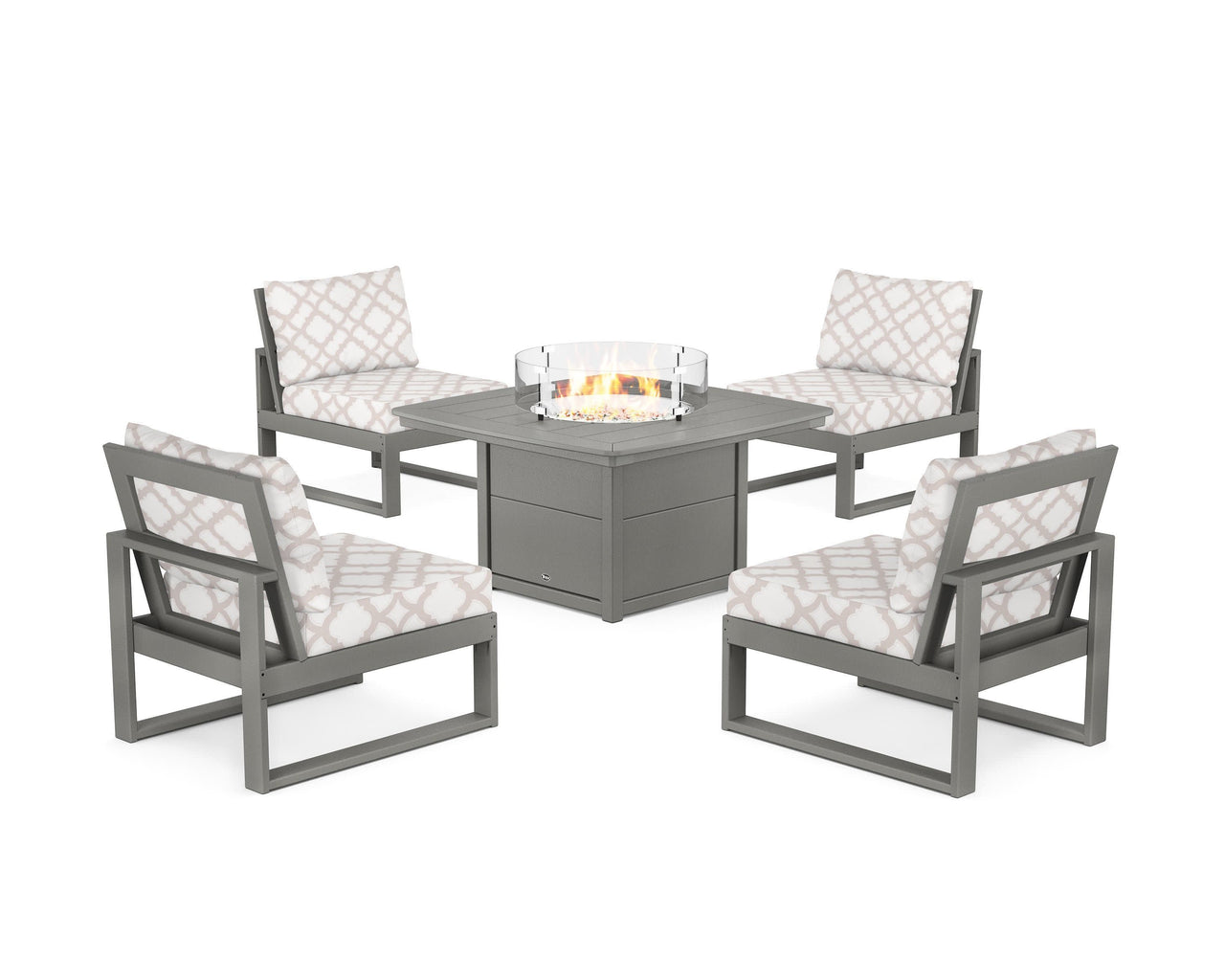 Trex Eastport Modular 5-Piece Deep Seating Set with Yacht Club Fire Pit Table
