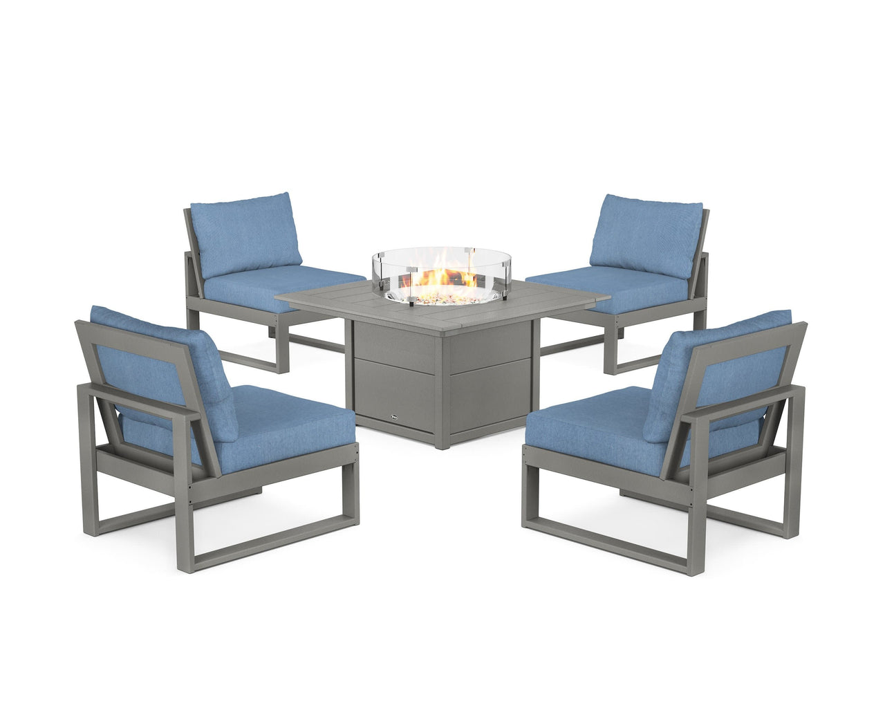 Trex Eastport Modular 5-Piece Deep Seating Set with Square Fire Pit Table