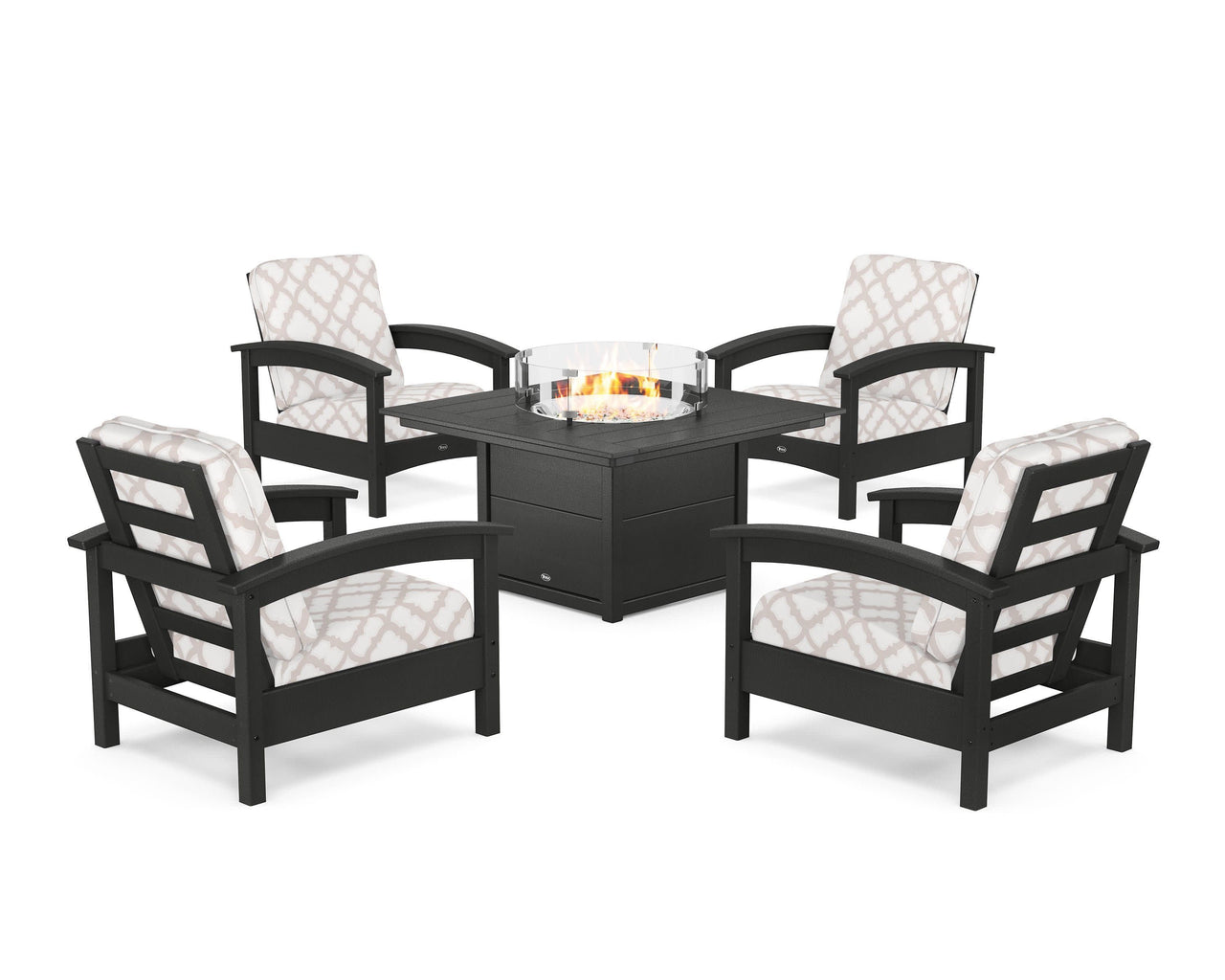 Trex Rockport 5-Piece Deep Seating Set with Square Fire Pit Table