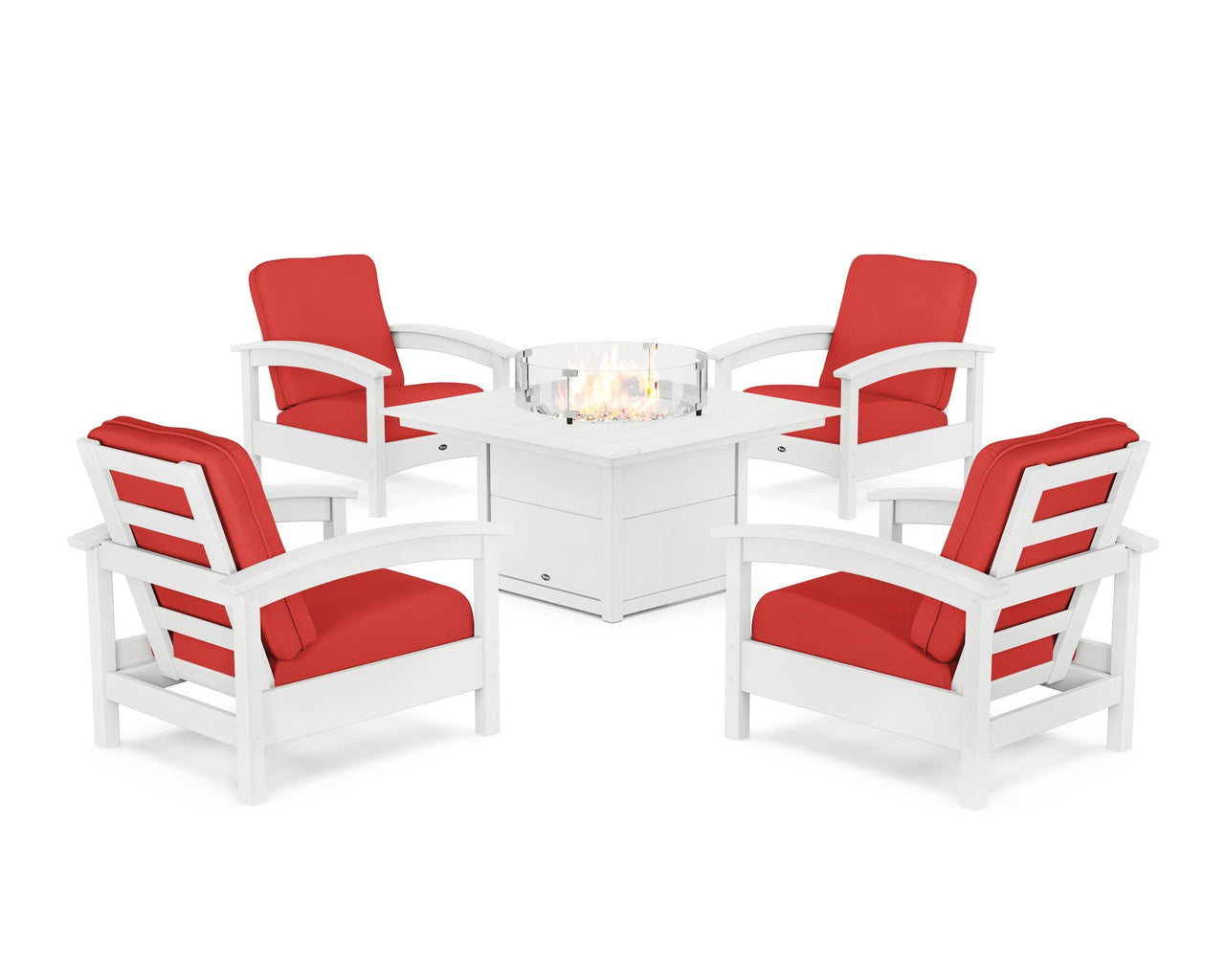 Trex Rockport 5-Piece Deep Seating Set with Square Fire Pit Table