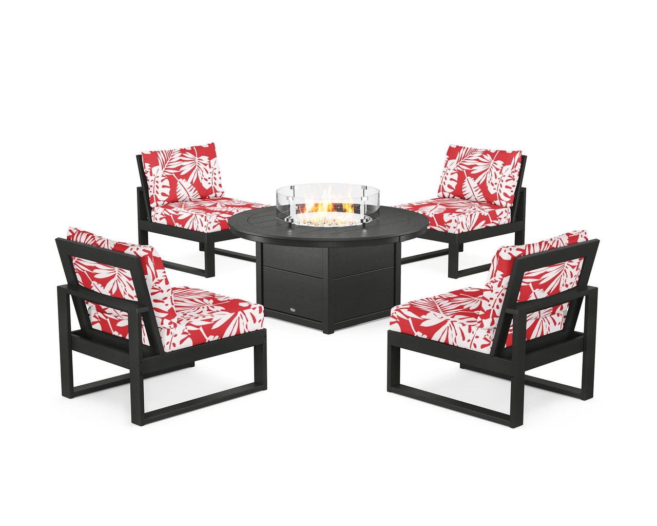 Trex Eastport Modular 5-Piece Deep Seating Set with Round Fire Pit Table