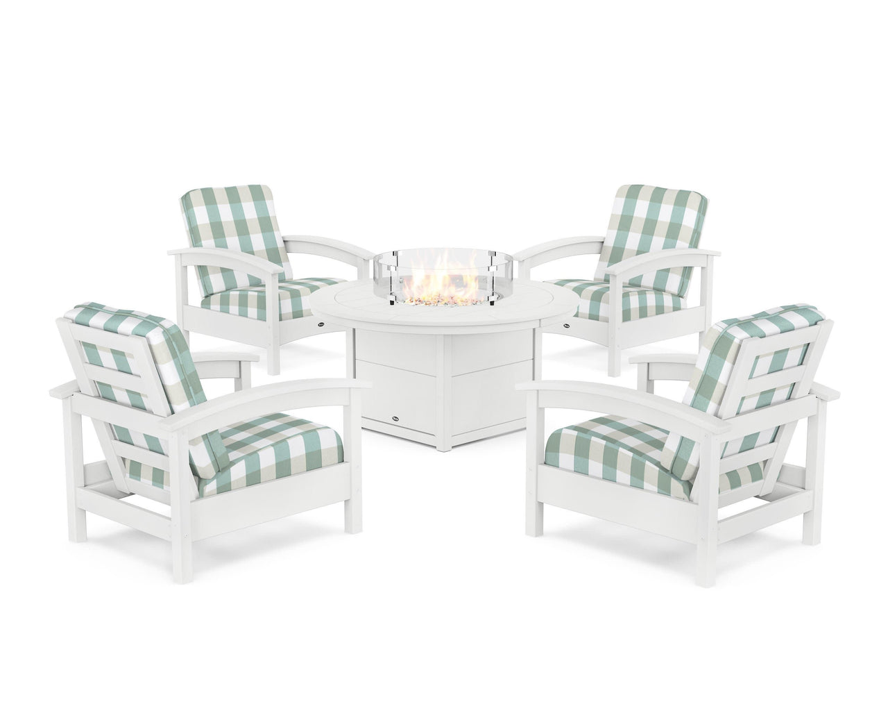 Trex Rockport 5-Piece Deep Seating Set with Round Fire Pit Table