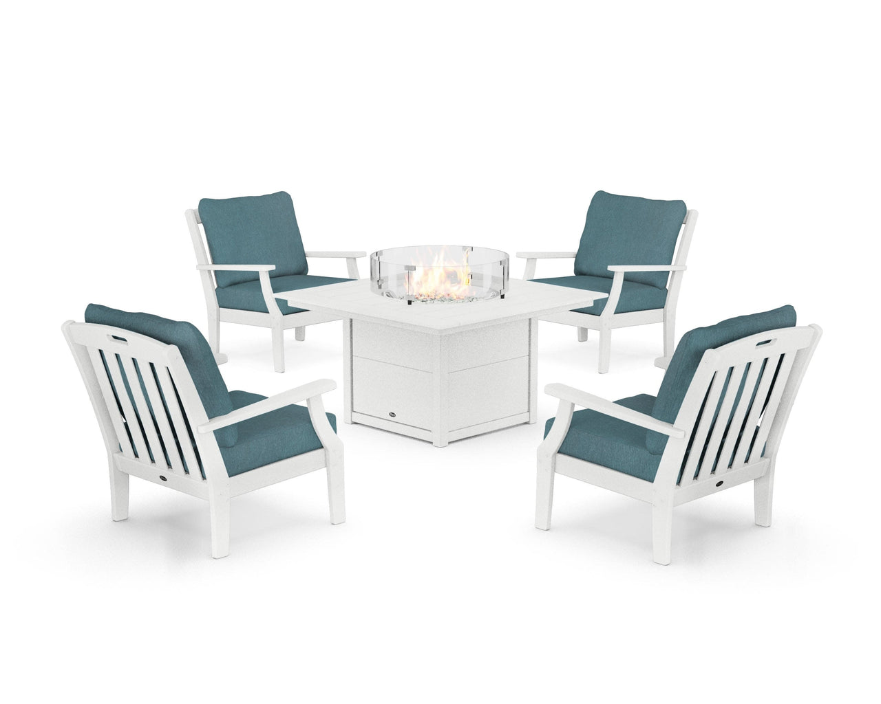 Trex Yacht Club 5-Piece Deep Seating Set with Square Fire Pit Table