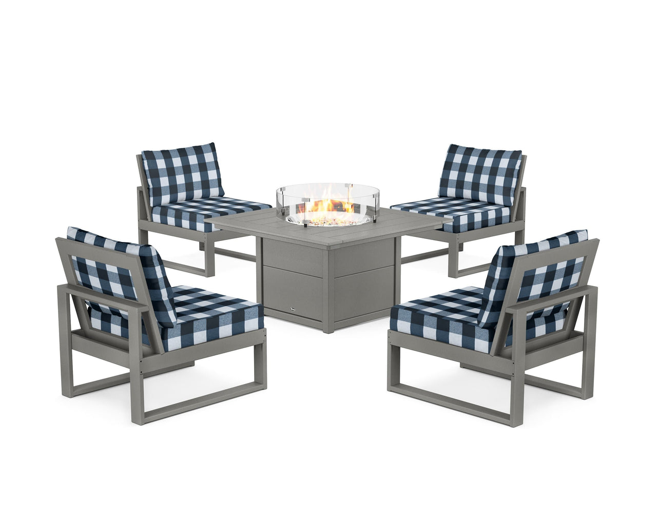 Trex Eastport Modular 5-Piece Deep Seating Set with Square Fire Pit Table