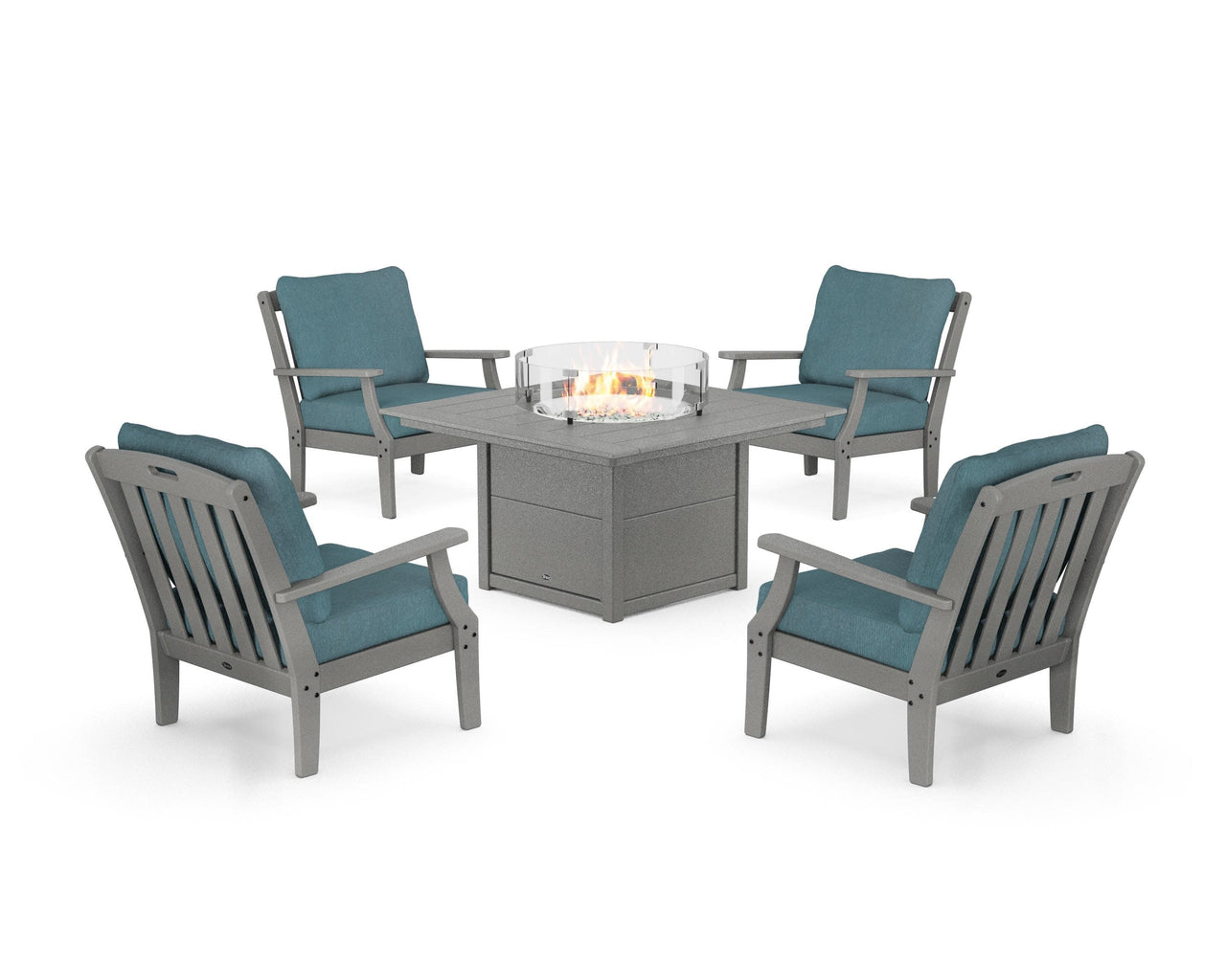 Trex Yacht Club 5-Piece Deep Seating Set with Square Fire Pit Table