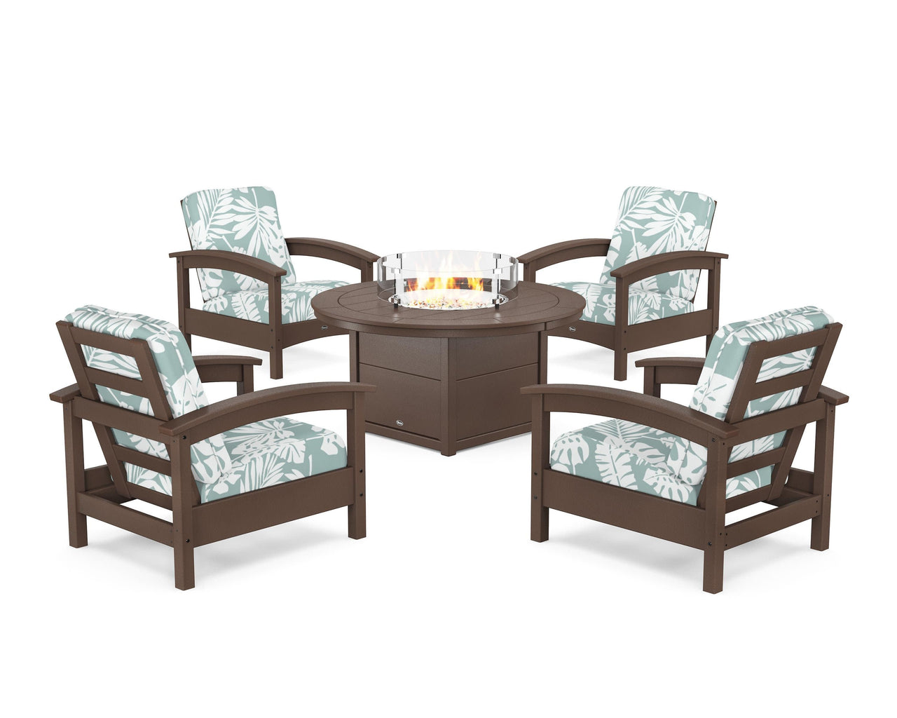 Trex Rockport 5-Piece Deep Seating Set with Round Fire Pit Table
