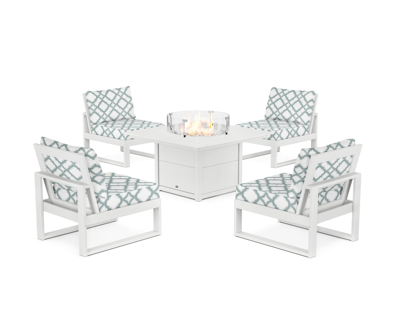 Trex Eastport Modular 5-Piece Deep Seating Set with Square Fire Pit Table