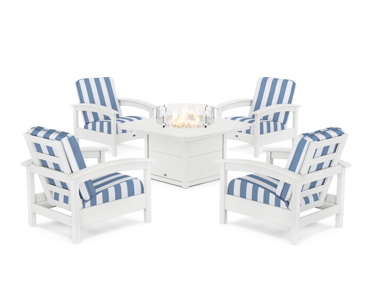 Trex Rockport 5-Piece Deep Seating Set with Yacht Club Fire Pit Table