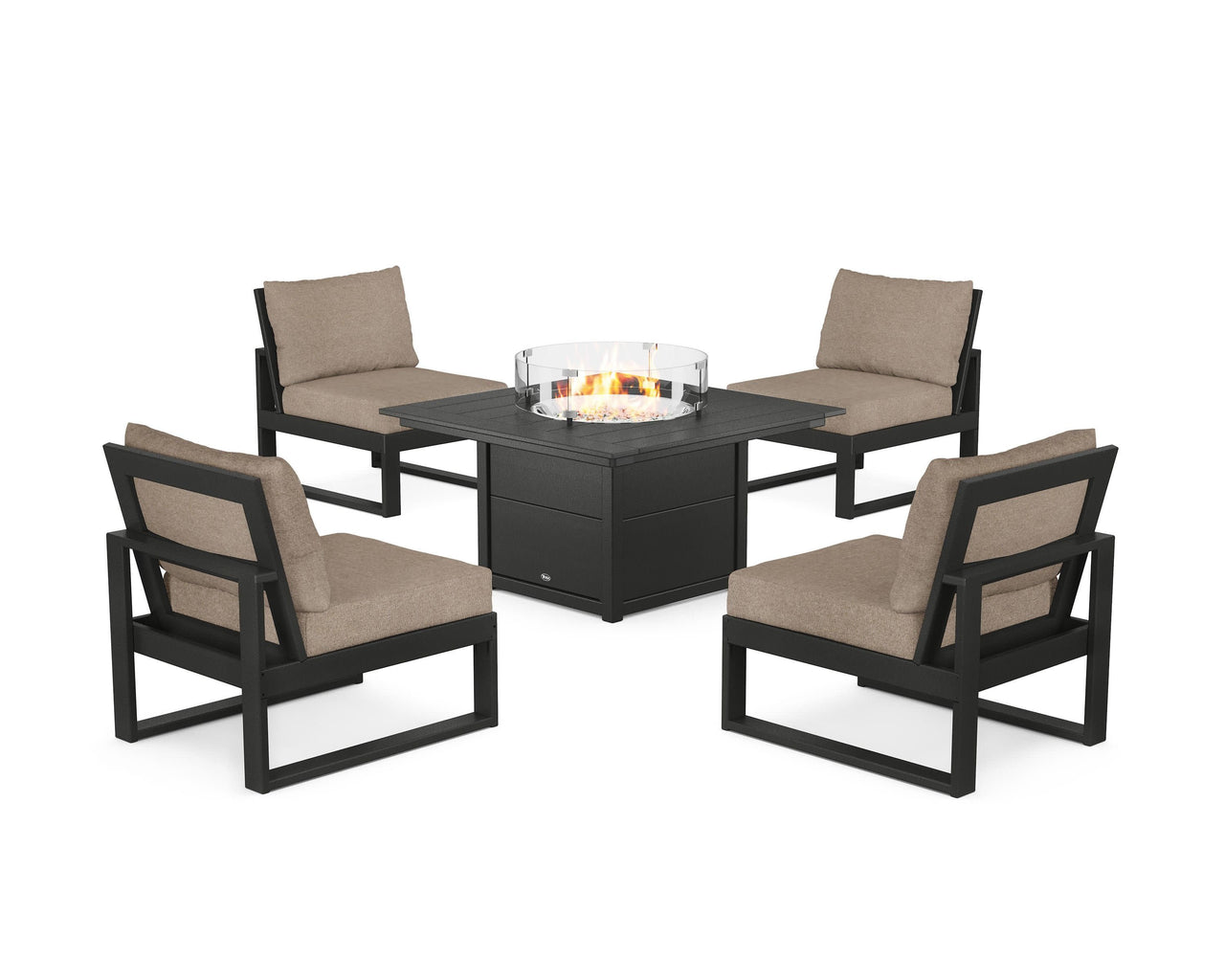 Trex Eastport Modular 5-Piece Deep Seating Set with Square Fire Pit Table