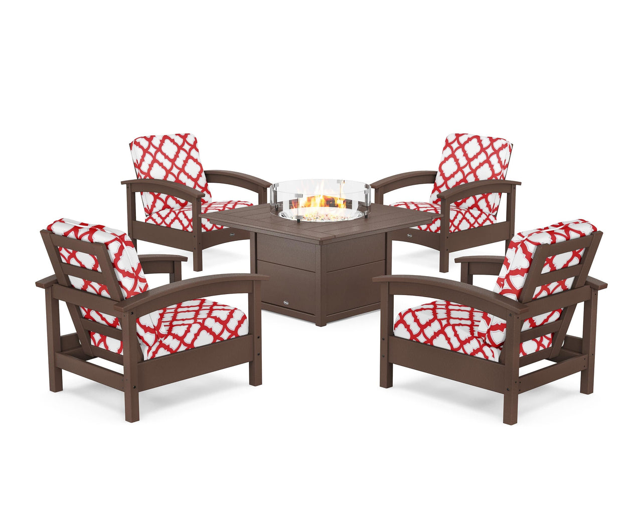 Trex Rockport 5-Piece Deep Seating Set with Square Fire Pit Table