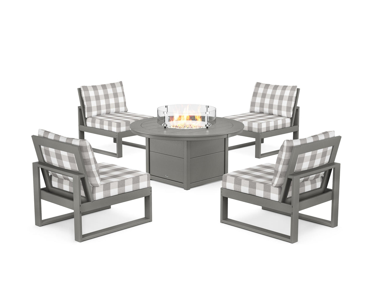 Trex Eastport Modular 5-Piece Deep Seating Set with Round Fire Pit Table