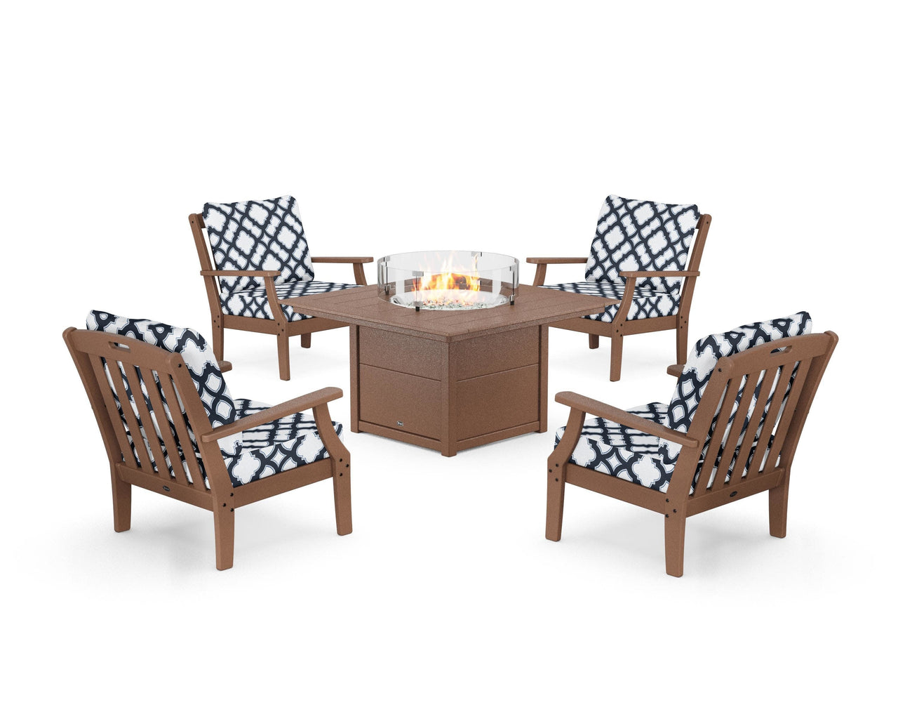 Trex Yacht Club 5-Piece Deep Seating Set with Square Fire Pit Table