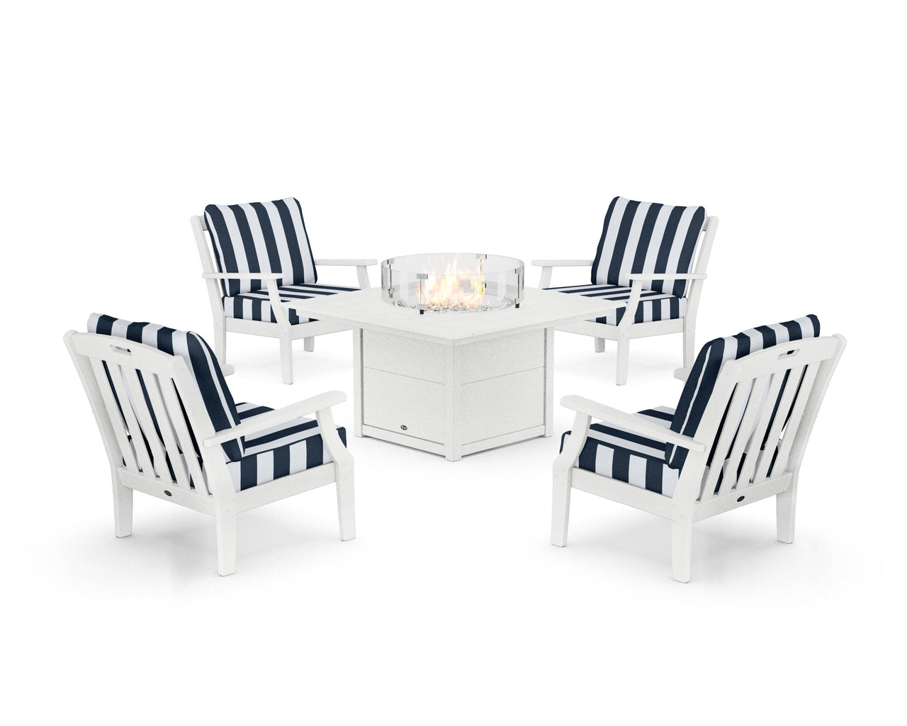 Trex Yacht Club 5-Piece Deep Seating Set with Square Fire Pit Table