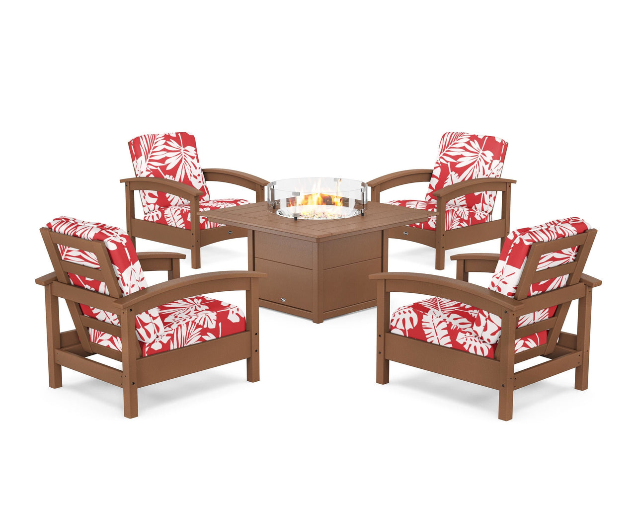 Trex Rockport 5-Piece Deep Seating Set with Square Fire Pit Table
