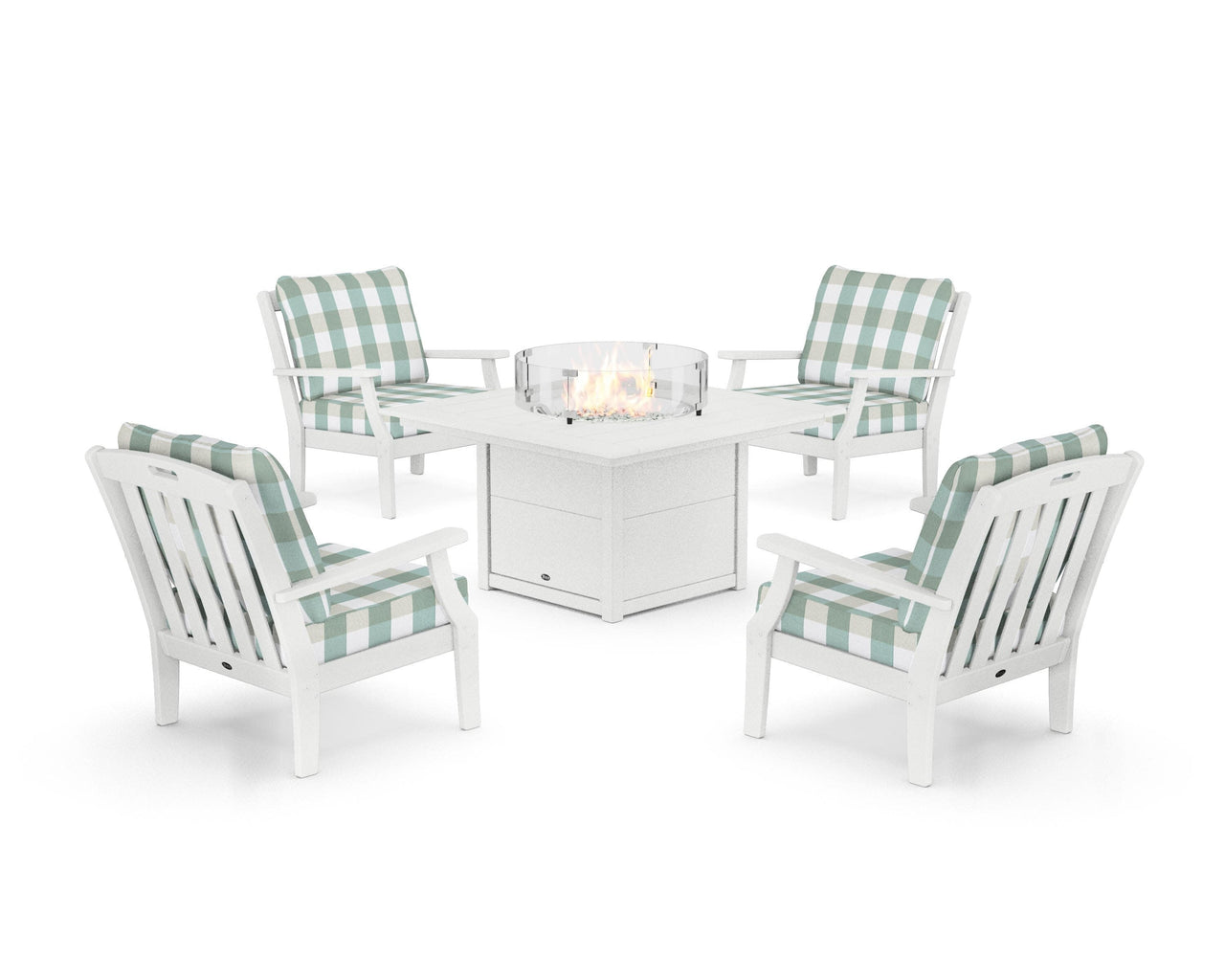 Trex Yacht Club 5-Piece Deep Seating Set with Square Fire Pit Table