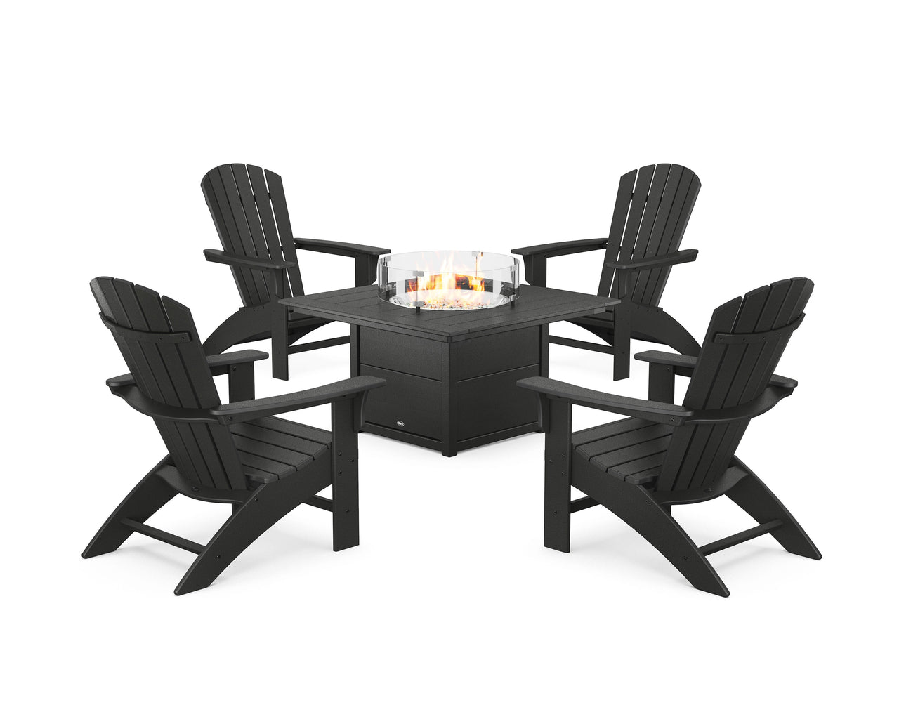 Trex Yacht Club Adirondack 5-Piece Set with Square Fire Pit Table