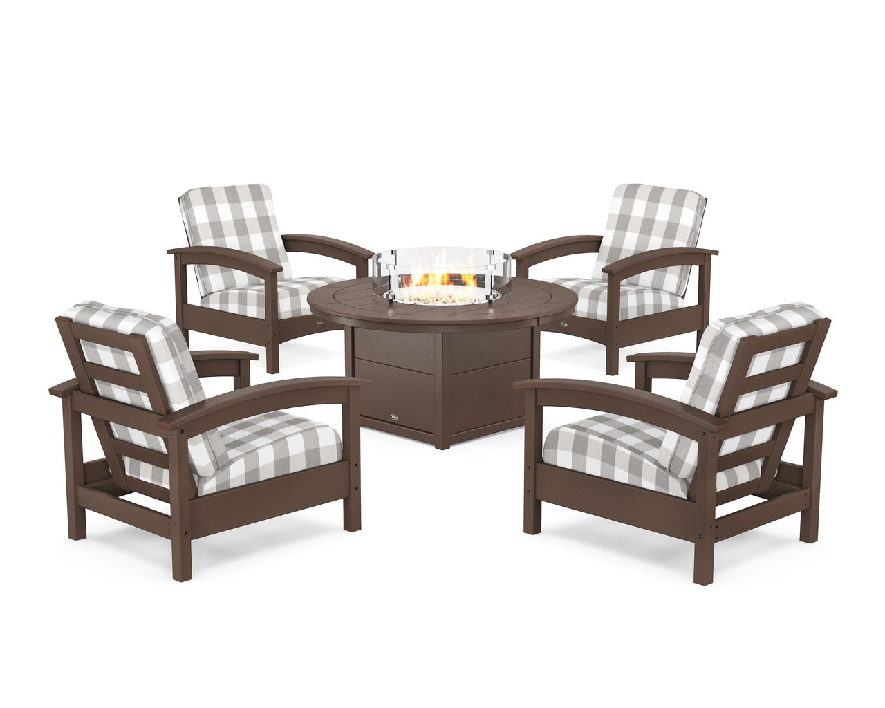 Trex Rockport 5-Piece Deep Seating Set with Round Fire Pit Table