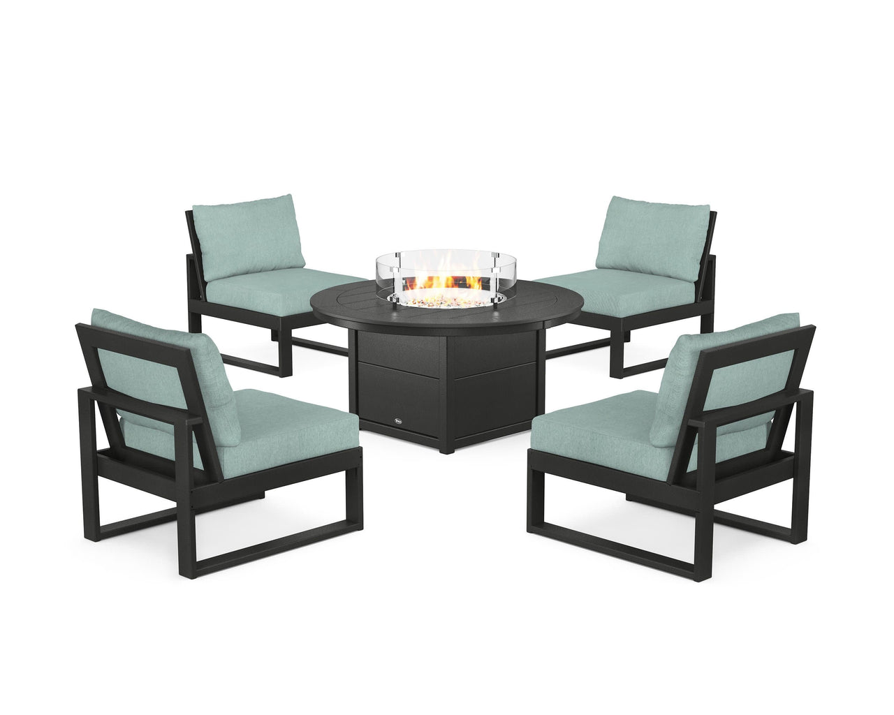 Trex Eastport Modular 5-Piece Deep Seating Set with Round Fire Pit Table