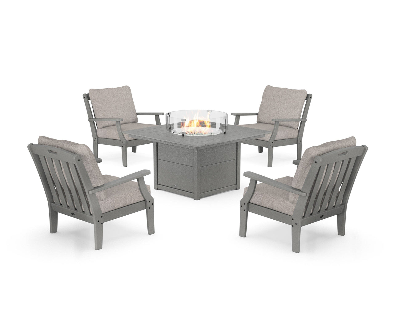 Trex Yacht Club 5-Piece Deep Seating Set with Square Fire Pit Table