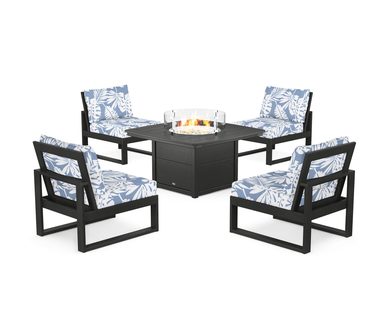 Trex Eastport Modular 5-Piece Deep Seating Set with Yacht Club Fire Pit Table
