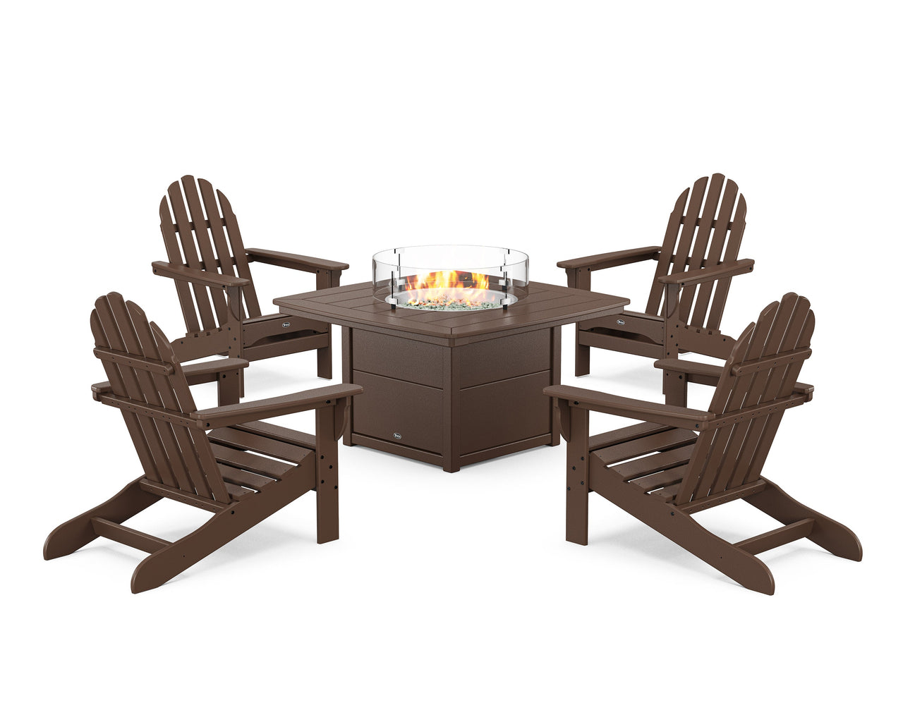 Trex Cape Cod Adirondack 5-Piece Set with Yacht Club Fire Pit Table