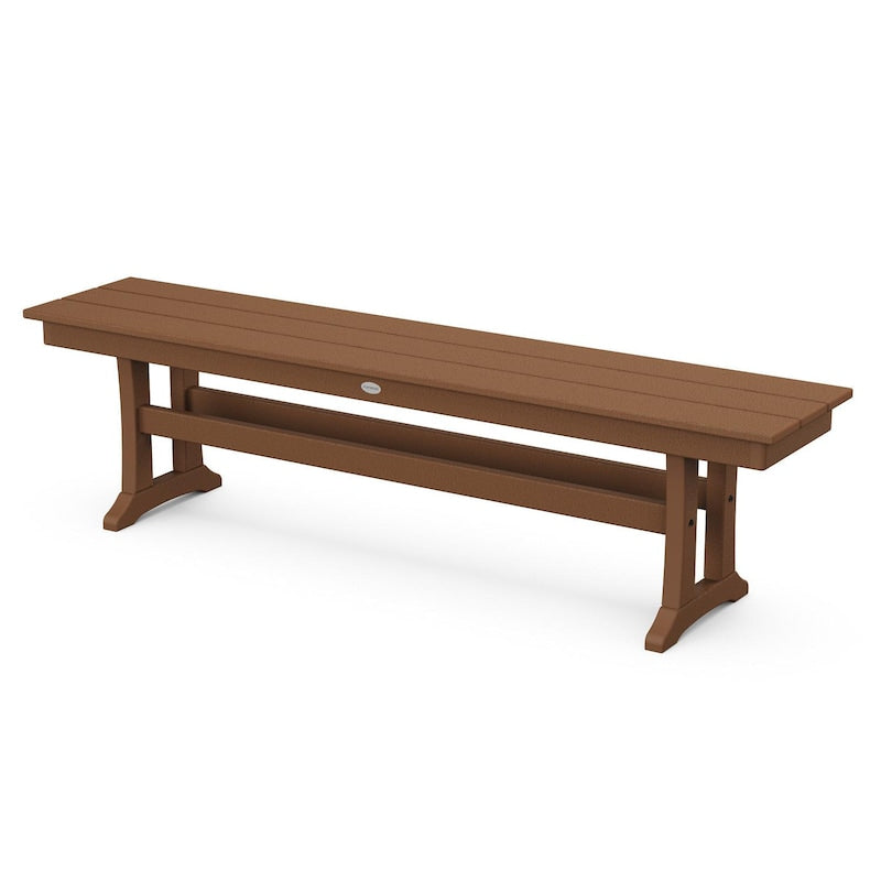 POLYWOOD Farmhouse Trestle 65-Inch Bench - Teak