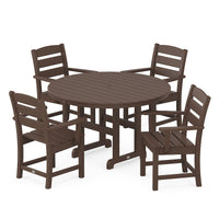 Thumbnail for POLYWOOD Lakeside 5-Piece Round Arm Chair Dining Set - Mahogany