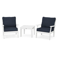 Thumbnail for POLYWOOD Braxton 3-Piece Deep Seating Set in White / Marine Indigo