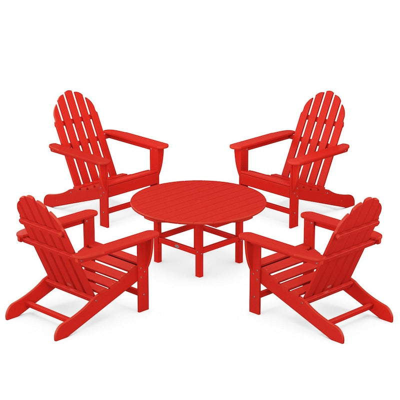 POLYWOOD Classic Adirondack 5-Piece Conversation Set - Sunset Red