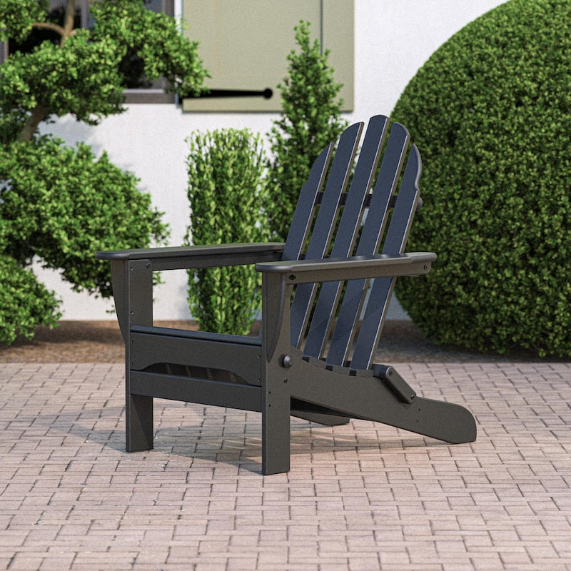 POLYWOOD Classic Folding Adirondack Chair - Black