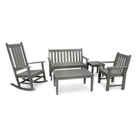 Thumbnail for POLYWOOD Vineyard 5-Piece Bench & Rocking Chair Set - Slate Grey