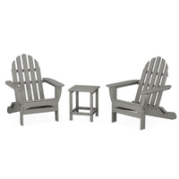 Thumbnail for POLYWOOD Classic Folding Adirondack 3-Piece Set W/ Long Island 18-Inch Side Table - Slate Grey