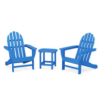 Thumbnail for POLYWOOD Classic Adirondack 3-Piece Set W/ South Beach 18-Inch Side Table - Pacific Blue