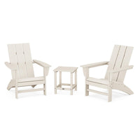 Thumbnail for POLYWOOD Modern 3-Piece Adirondack Set w/ Long Island 18-Inch Side Table - Sand