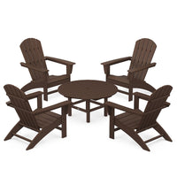 Thumbnail for POLYWOOD Nautical 5-Piece Adirondack Chair Conversation Set - Mahogany