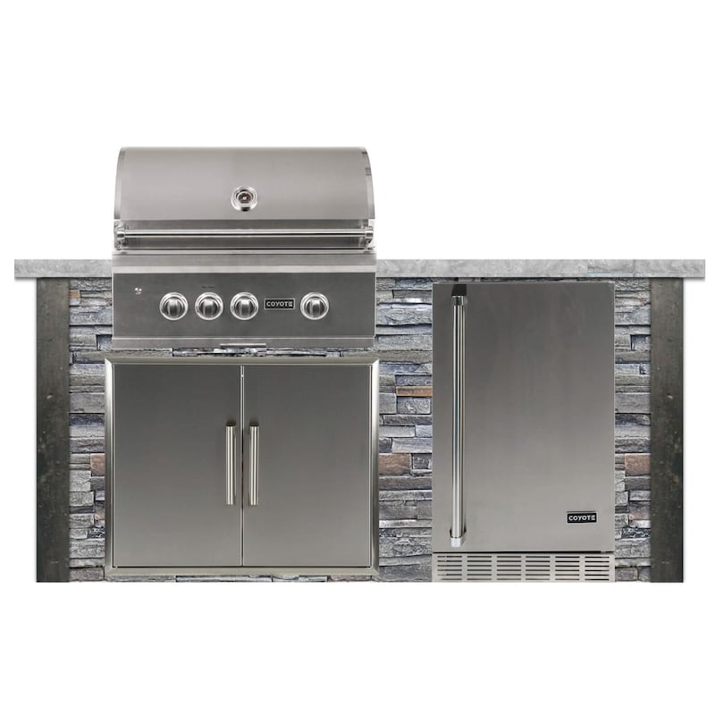 Coyote Ready-To-Assemble 6 Ft Outdoor Kitchen Island With 30-Inch S Series Propane Gas Grill - Stacked Stone/Stone Gray - RTAC-G6-P-SG-C2SL30LP