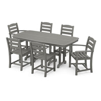 Thumbnail for POLYWOOD La Casa Cafe 7 Piece Rectangular Arm Chair Dining Set - Slate Grey
