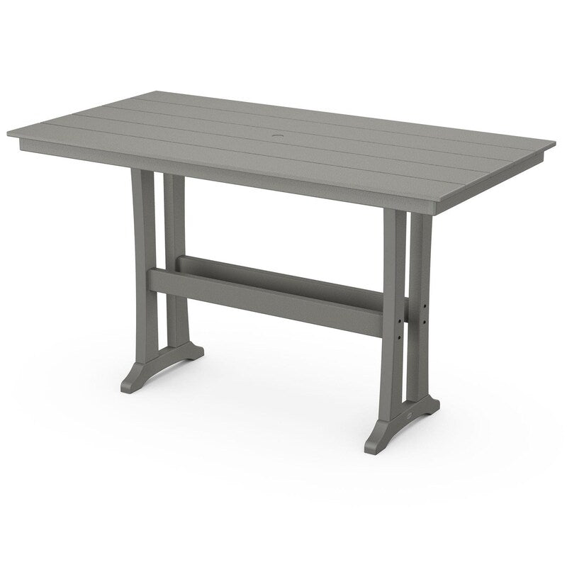 POLYWOOD 37 X 72-Inch Farmhouse Trestle Bar Table - Slate Grey