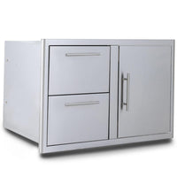 Thumbnail for Blaze 32-Inch Stainless Steel Access Door & Double Drawer Combo - BLZ-DDC-R-LTSC