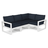 Thumbnail for POLYWOOD EDGE 4-Piece Modular Deep Seating Set in White / Marine Indigo