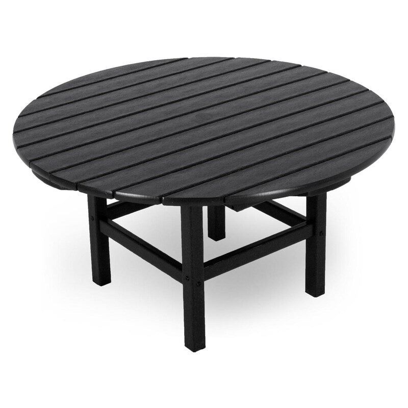 POLYWOOD 38-Inch Round Conversation Table - Black