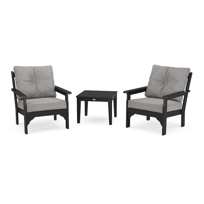 POLYWOOD Vineyard 3-Piece Deep Seating Set - Black / Grey Mist